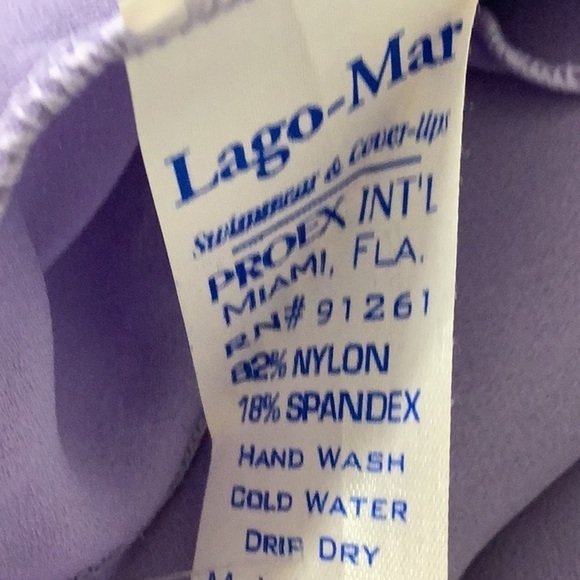 Lago Mar Light Purple Ruffle Lettuce Trim Sarong, Made In USA. New With Tags. - Picture 5 of 7